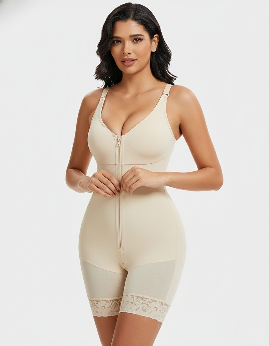 Wireless Plus Size Full Body Shaper Bodysuit with Bra - Tummy Control & Butt Lifter