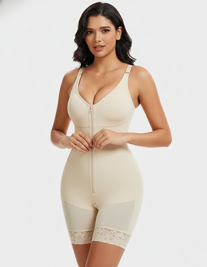 Wireless Plus Size Full Body Shaper Bodysuit with Bra - Tummy Control & Butt Lifter