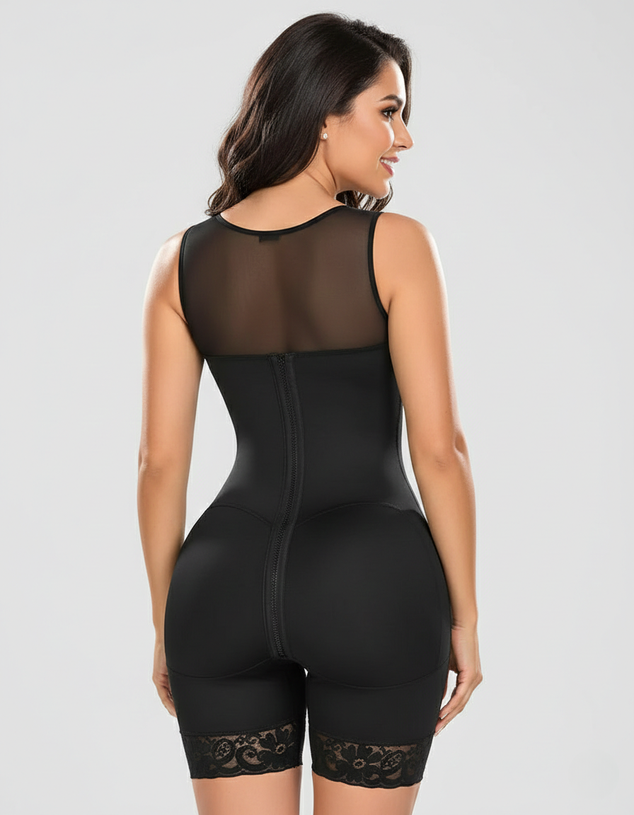 Wireless Plus Size Full Body Shaper Bodysuit with Bra - Tummy Control & Butt Lifter