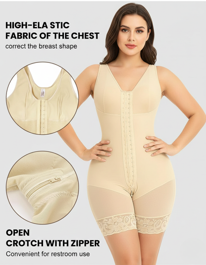 Wireless Plus Size Full Body Shaper Bodysuit with Bra - Tummy Control & Butt Lifter